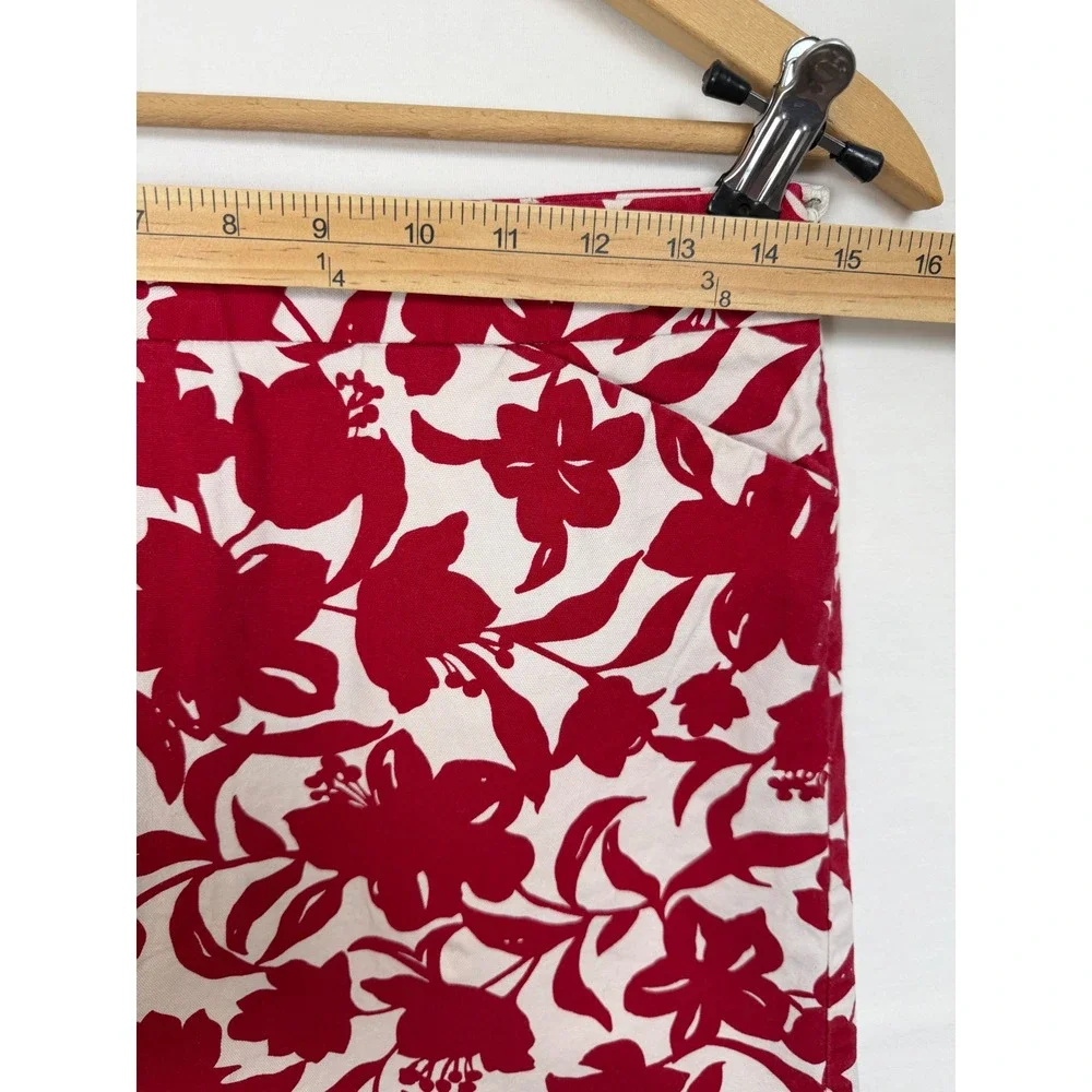 Ann Taylor Floral‎ Mini Skirt Womens 4 Red White Cotton Stretch Pockets